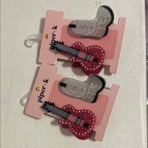 Piper Red and Silver Guitar Hair Clips